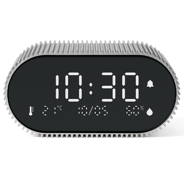 Ceas deșteptător Lexon Ray Clock argintiu cu temperatură și umiditate [3]