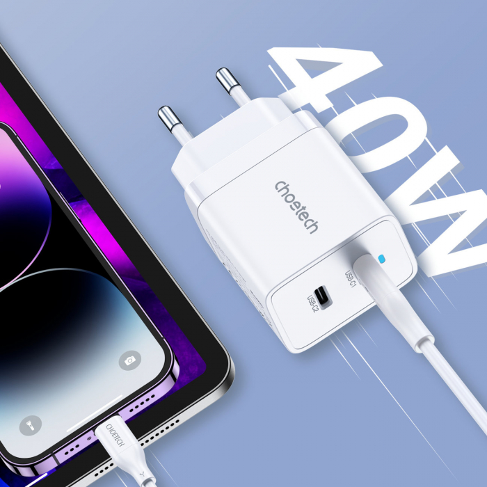 Choetech 2xUSB-C PD 40W charger white (Q5006-EU) [2]