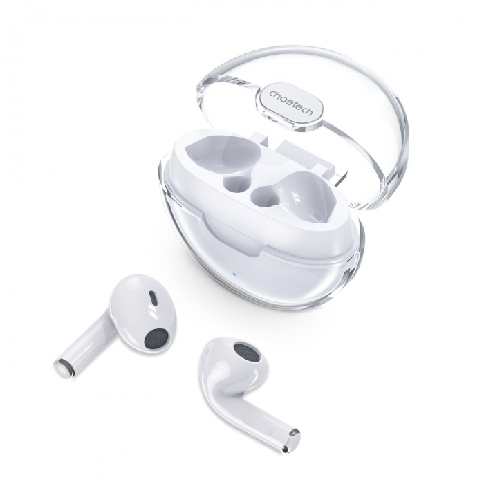 Căști Wireless Choetech TWS BH-T08 Alb – Sunet Clar, Autonomie Lungă, Cu Carcasă de Încărcare [2]