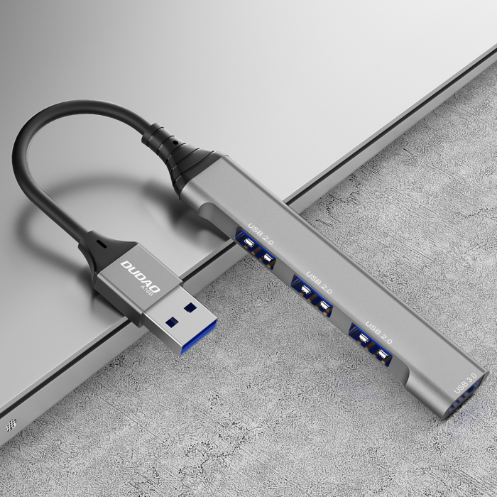Dudao HUB 4in1 USB-A - 4x USB-A (3 x USB2.0 / USB3.0) 6.3cm black (A16B) [2]