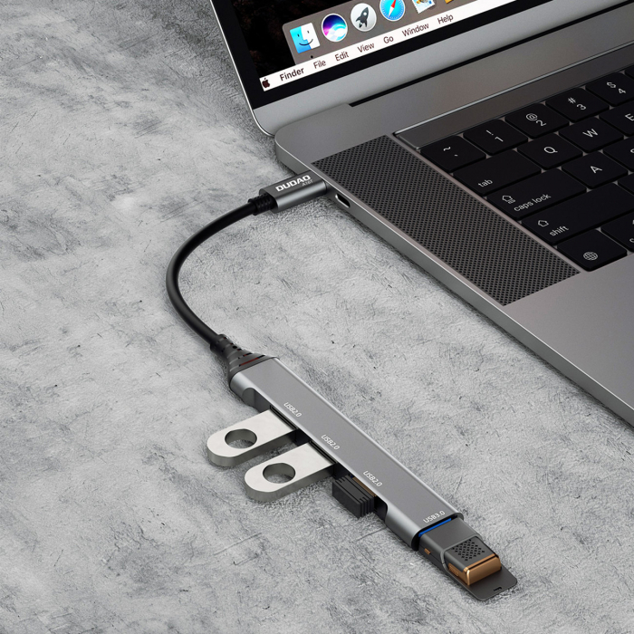 Dudao HUB 4in1 USB-C - 4x USB-A (3 x USB2.0 / USB3.0) 6.3cm black (A16T) [4]