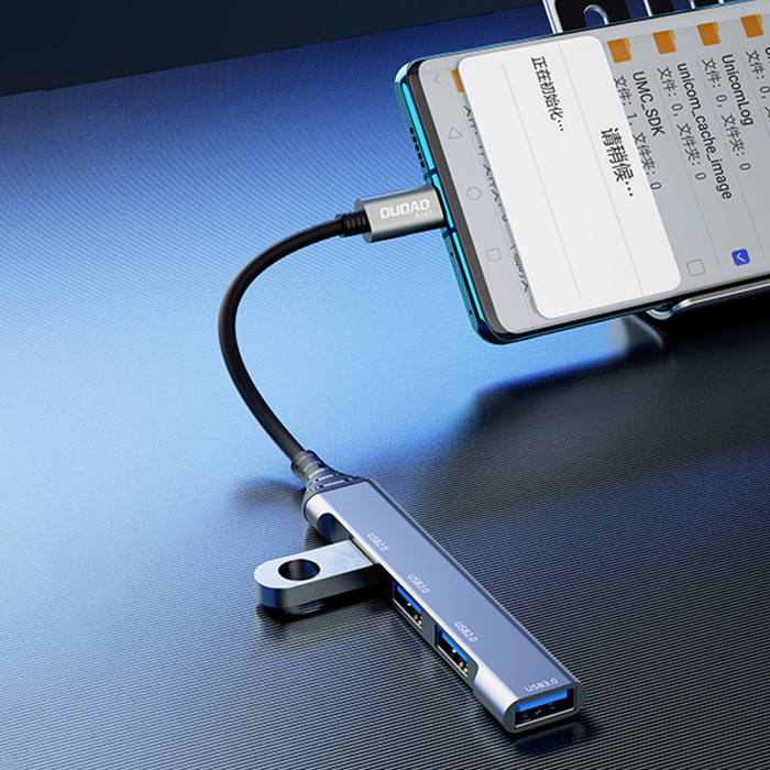 Dudao HUB 4in1 USB-C - 4x USB-A (3 x USB2.0 / USB3.0) 6.3cm black (A16T) [3]