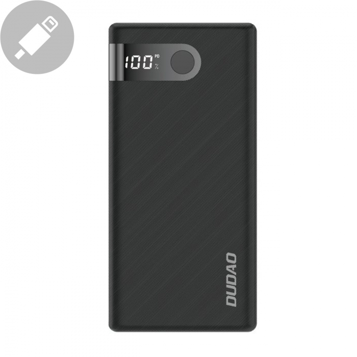 Dudao powerbank 10000 mAh 2x USB / USB Type C / micro USB 2 A with LED screen black (K9Pro-02) [6]