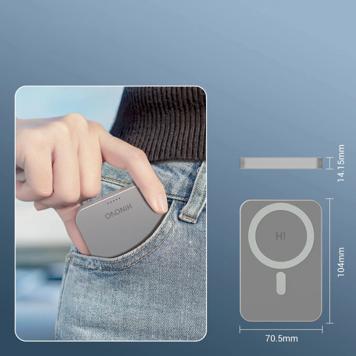 Hinovo magnetic wireless power bank MagSafe 10000mAh 15W gray (MB1-10000) [4]