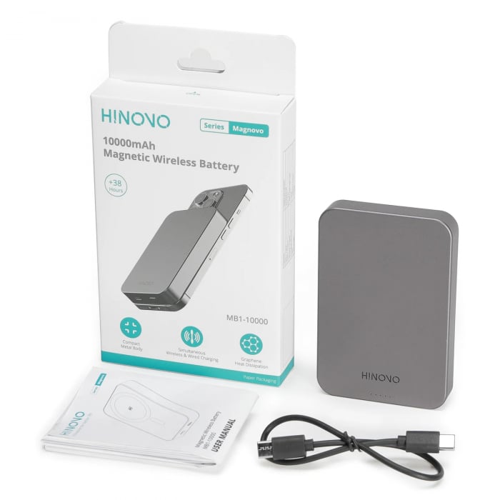 Hinovo magnetic wireless power bank MagSafe 10000mAh 15W gray (MB1-10000) [8]