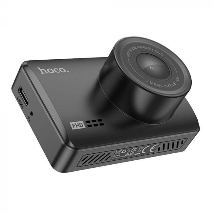 Hoco - Cameră de filmare a vehiculului (DV2) - Înregistrare de conducere cu afișaj de 2,45 inchi, ultra-larg, mod noapte, 1080p, 30 fps - negru [3]