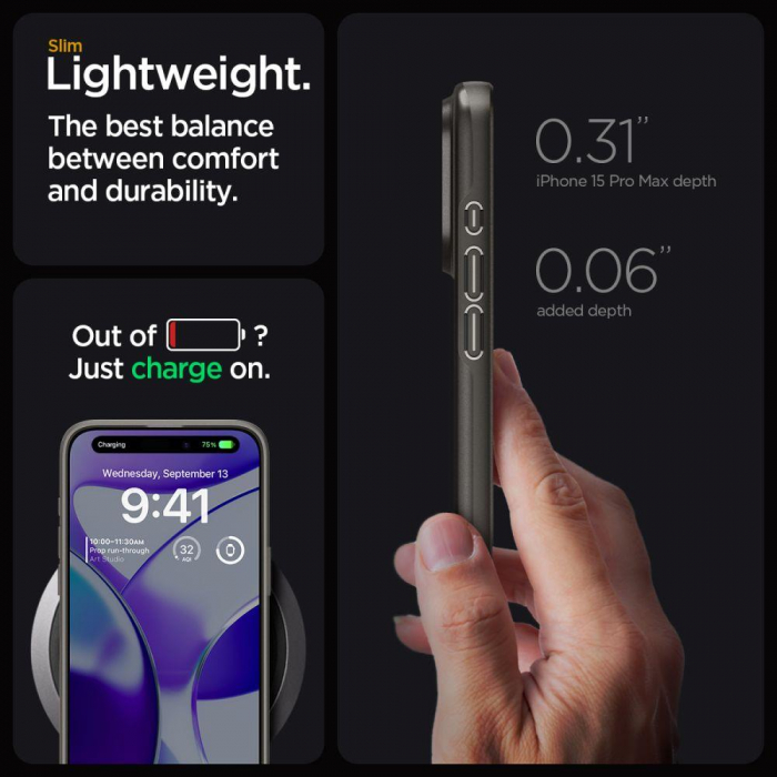 Husa Spigen Thin Fit, gunmetal - iPhone 15 Pro Max [12]