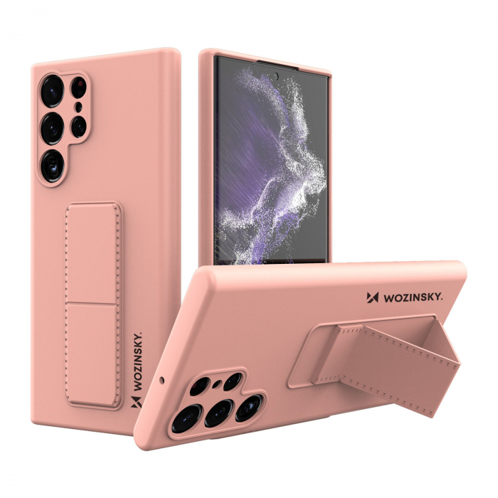 Husa Wozinsky Kickstand Husa suport din silicon pentru Samsung Galaxy S22 Ultra roz [1]