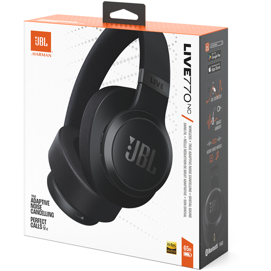 JBL LIVE 770NC Negru– căști wireless over‑ear Bluetooth 5.3, ANC adaptiv, 65 h autonomie [9]