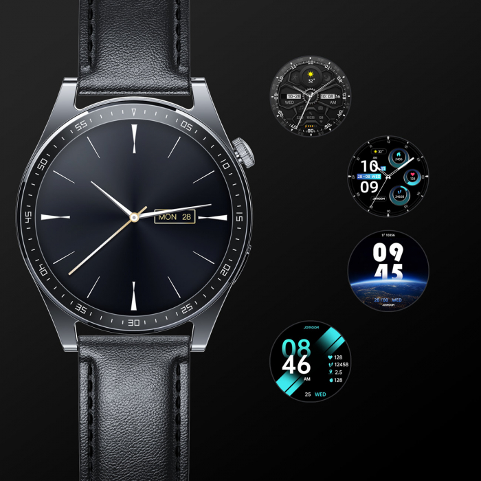 Smartwatch cu functie de preluare apel Joyroom FC2 IP68 Black (JR-FC2) + curea de piele cadou in pachet [9]