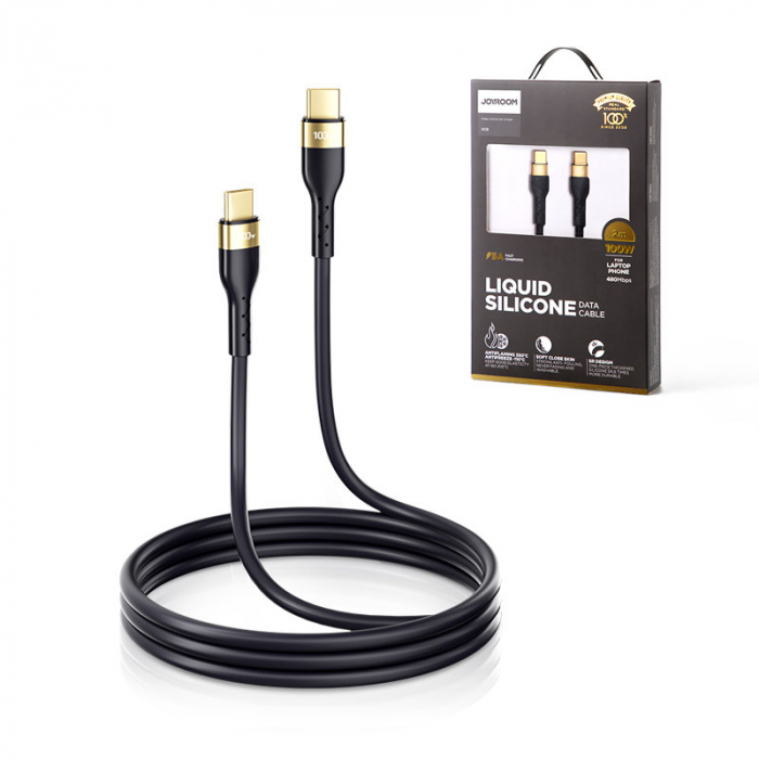 Joyroom Liquid Silicone USB Type C - USB Type C charging / data cable PD 100W 2m black (S-2050N18-10) [5]