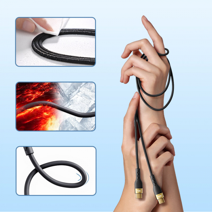 Joyroom Liquid Silicone USB Type C - USB Type C charging / data cable PD 100W 2m black (S-2050N18-10) [7]