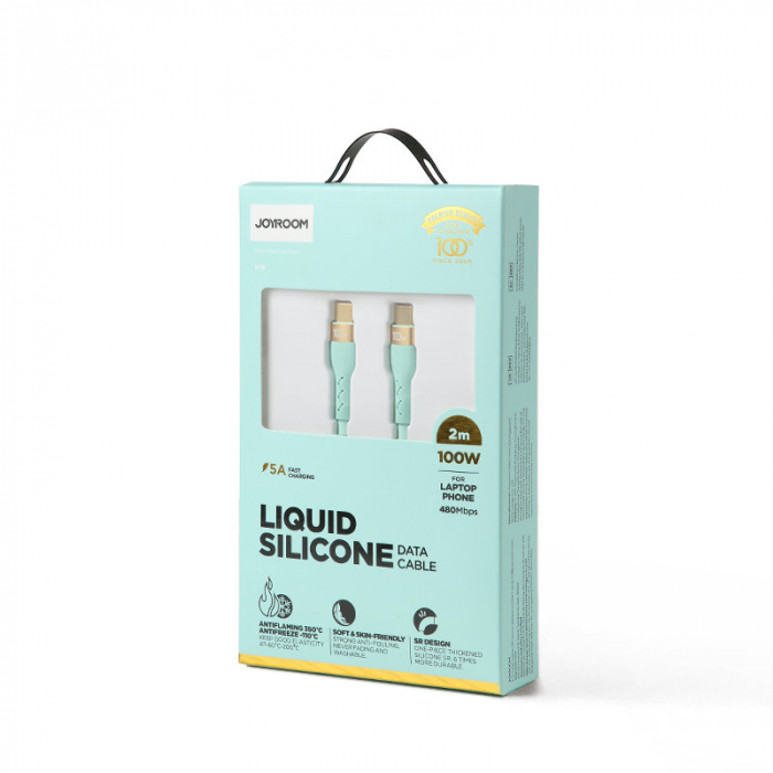 Joyroom Liquid Silicone USB Type C - USB Type C charging / data cable PD 100W 2m green (S-2050N18-10) [4]