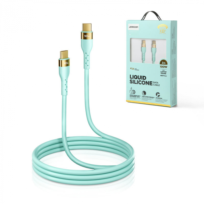Joyroom Liquid Silicone USB Type C - USB Type C charging / data cable PD 100W 2m green (S-2050N18-10) [5]