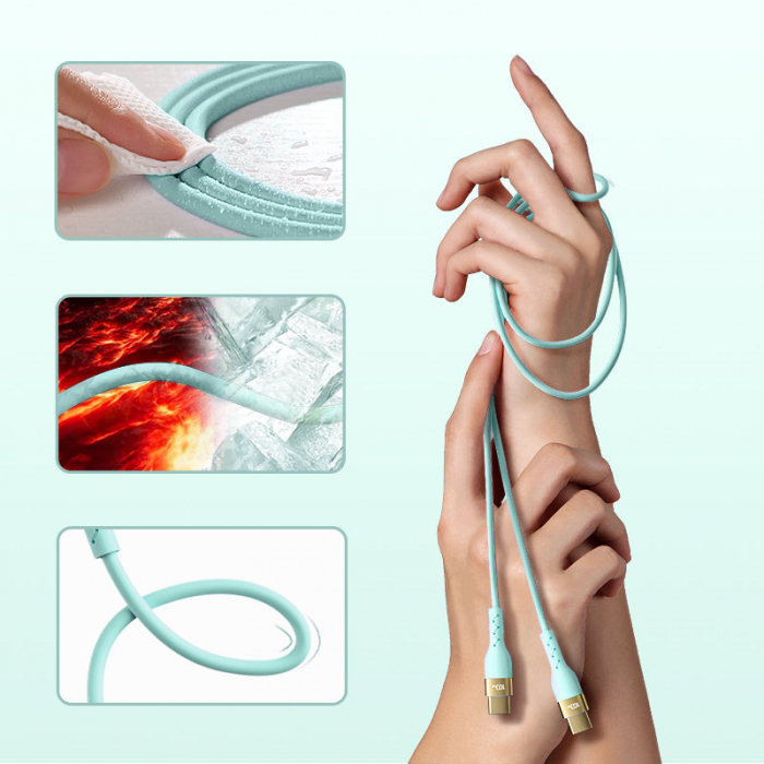 Joyroom Liquid Silicone USB Type C - USB Type C charging / data cable PD 100W 2m green (S-2050N18-10) [6]