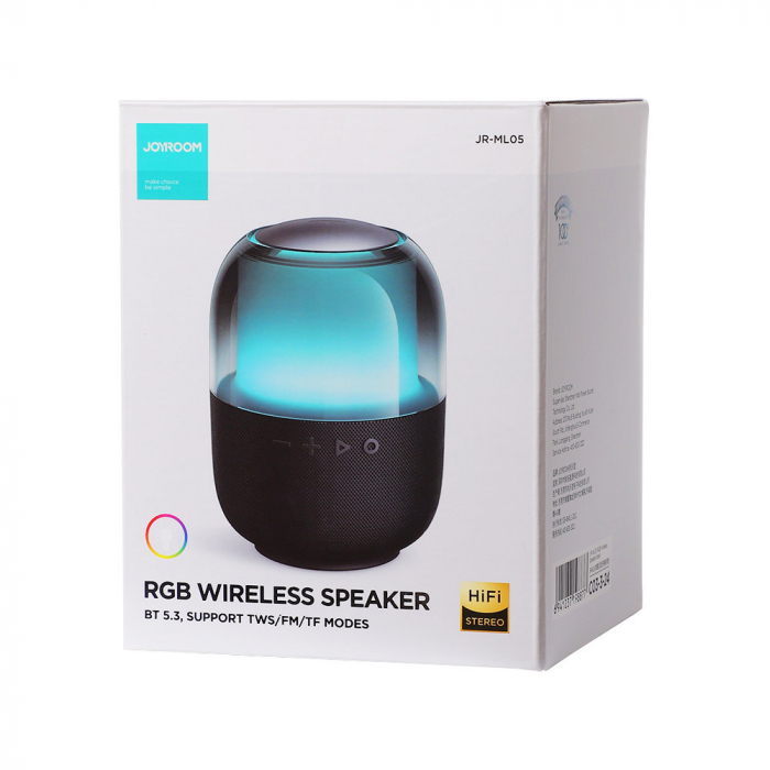 Boxă wireless Bluetooth 5.3 Joyroom JR-ML05 cu iluminare RGB – Sunet HiFi de 8W, baterie de 1500 mAh și moduri multiple de redare [7]