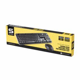 Kit tastatura + mouse Serioux Retro dark 9900BK, wireless 2.4GHz, US layout, multimedia, mouse optic 800-1600dpi, USB, nano receiver, negru [2]