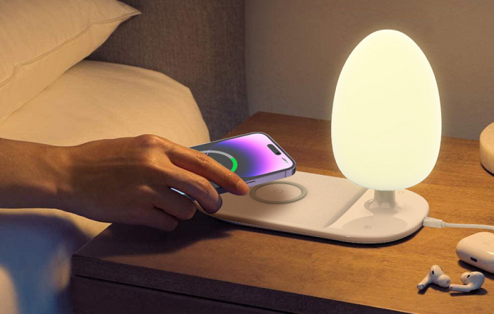 Lampă de noapte cu încărcare wireless Qi LDNIO Y3 albă – Iluminare reglabilă și încărcare rapidă pentru dispozitivele tale [4]