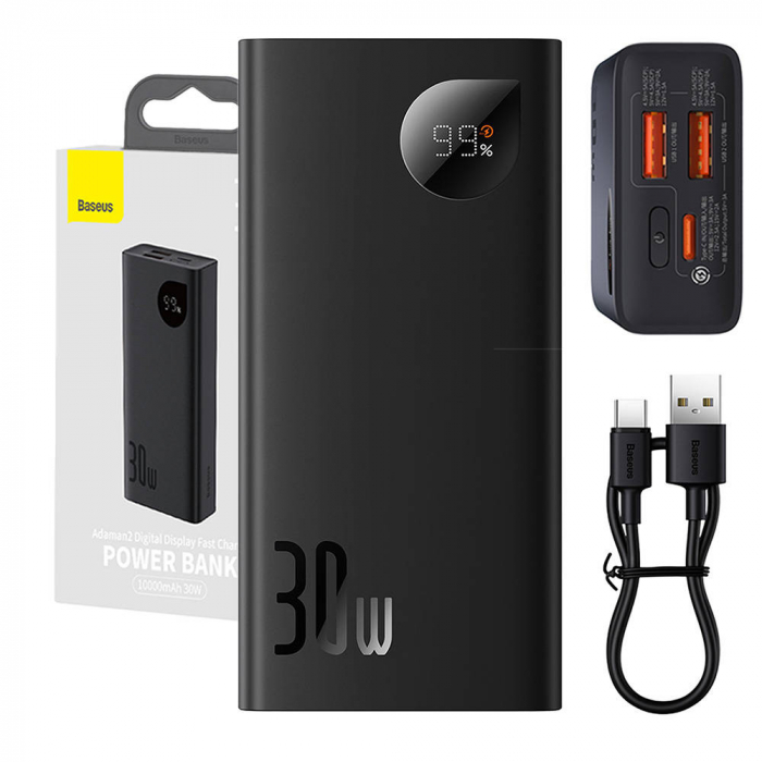 Powerbank Baseus Adaman2 10000mAh, 2xUSB, USB-C, 30W (black) [8]