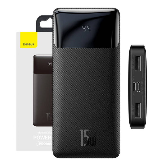 Powerbank Baseus Bipow 10000mAh, 2xUSB, USB-C, 15W (black) [6]