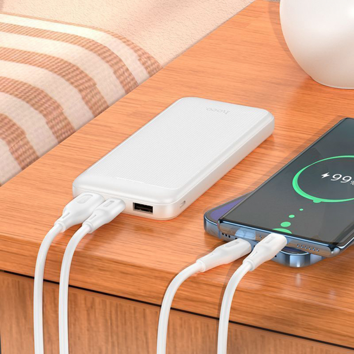 PowerBank HOCO Smart (J111) - 2x USB, Type-C, cu LED pentru verificarea bateriei, 2A, 10000mAh - Alb [5]