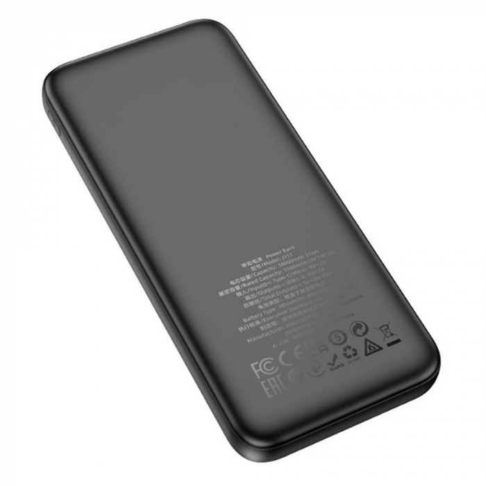 PowerBank HOCO Smart (J111) - 2x USB, Type-C, cu LED pentru verificarea bateriei, 2A, 10000mAh - negru [2]