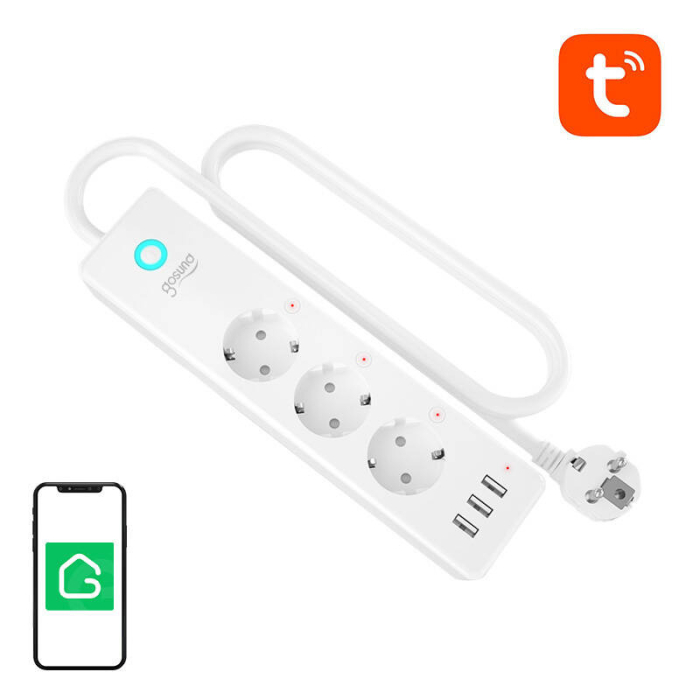 Prelungitor inteligent Gosund P1 PLUS – WiFi, 4 prize AC Schuko, 3 porturi USB-A, Control Tuya Smart [1]