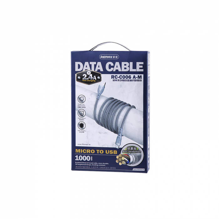 Remax cablu USB - micro USB  2.4A 1m negru (RC-C006) [2]