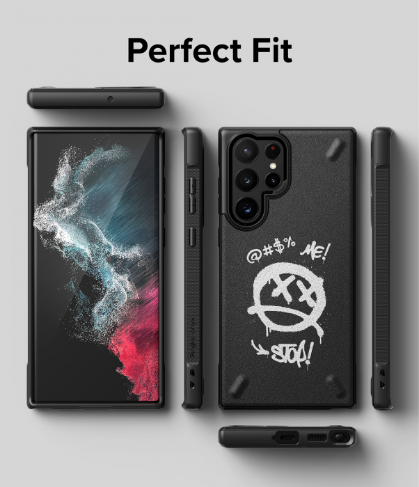 Husă durabilă din TPU Ringke Onyx Design pentru Samsung Galaxy S22 Ultra negru (Graffiti) () [5]