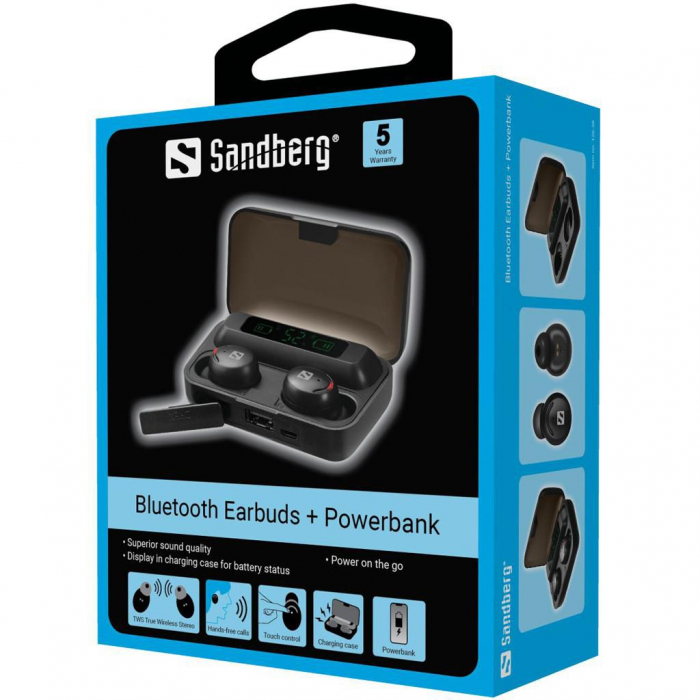 Căști Bluetooth Sandberg + Powerbank 2000mAh – Sunet clar, autonomie extinsă [5]