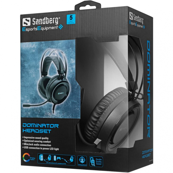 Căști Gaming Sandberg Dominator 7.1 – Microfon Flexibil, Confort Extins, Garanție 5 Ani [5]