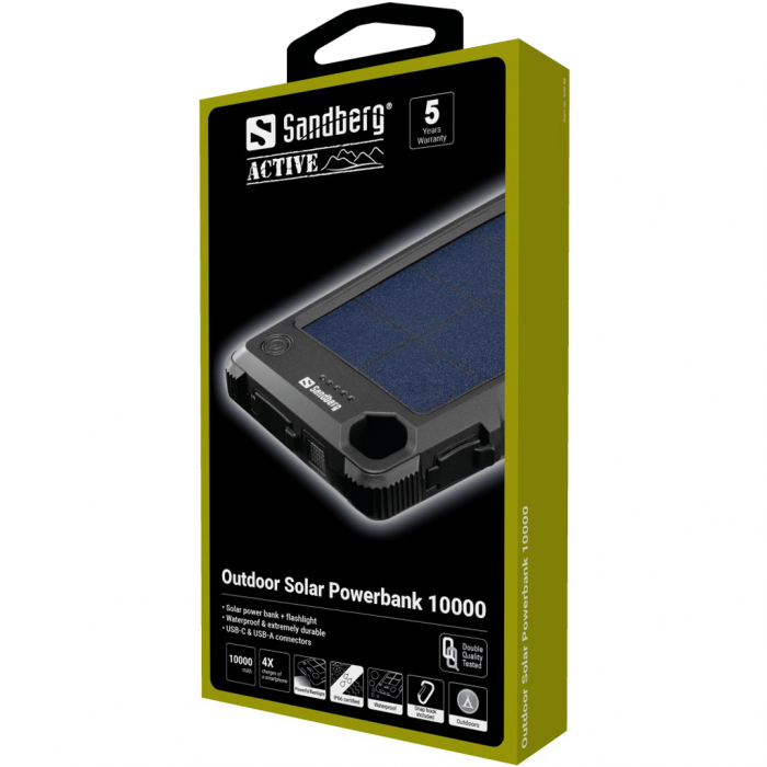 Powerbank Sandberg Saver 10000 mAh, baterie portabilă cu ieșiri USB-A și USB-C, suport încărcare simultană, compatibilă cu telefoane și dispozitive mobile [3]