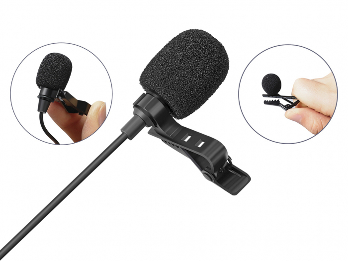 Microfon USB cu clip Sandberg Streamer, calitate audio clară pentru streaming și întâlniri online, microfon lavalier omnidirecțional cu cablu de 3m, [3]
