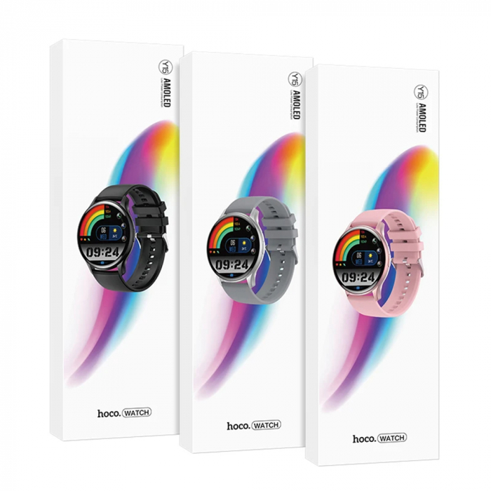 Smartwatch HOCO Amoled (Y15) - Femei și bărbați, Monitor de somn pentru ritm cardiac, 1,43 inci, Apeluri Bluetooth 5.0, IP68, 260mAh - Negru [3]