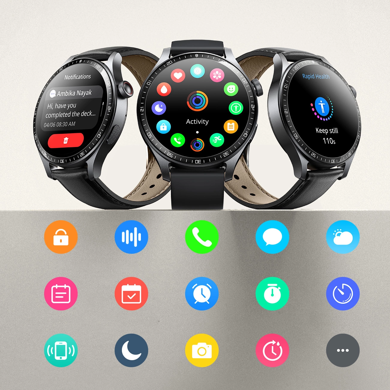 Smartwatch Joyroom Classic Series JR-FC2 PRO cu funcție de răspuns la apel - gri închis + curea cadou in cutie [11]