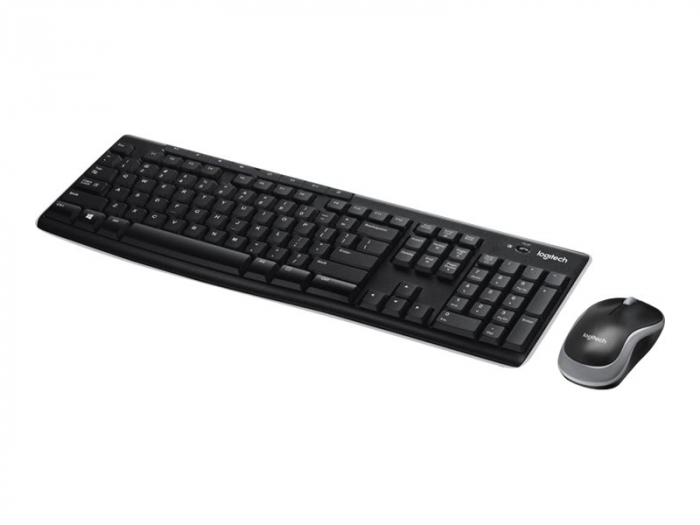 Kit tastatură și mouse wireless Logitech MK270, layout US – Tastatură full-size cu 8 taste multimedia și mouse compact, negru [1]