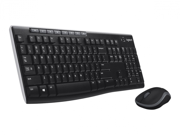 Kit tastatură și mouse wireless Logitech MK270, layout US – Tastatură full-size cu 8 taste multimedia și mouse compact, negru [2]