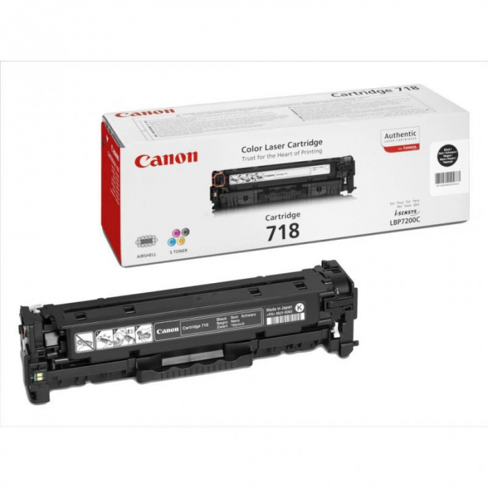 Toner Canon CRG718BK, black, capacitate 3400 pagini, pentru LBP-7200Cdn [1]