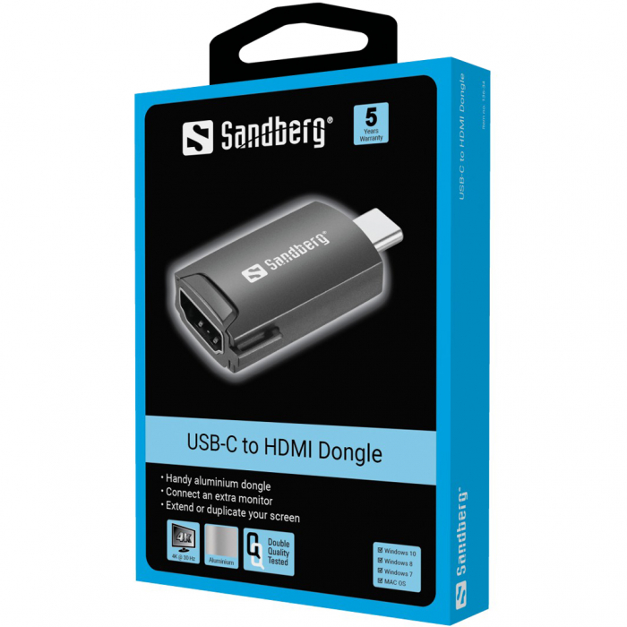 Dongle USB-C la HDMI pentru streaming video 4K, adaptor compatibil cu laptopuri, tablete și telefoane pentru conexiune la TV sau monitoare externe [2]