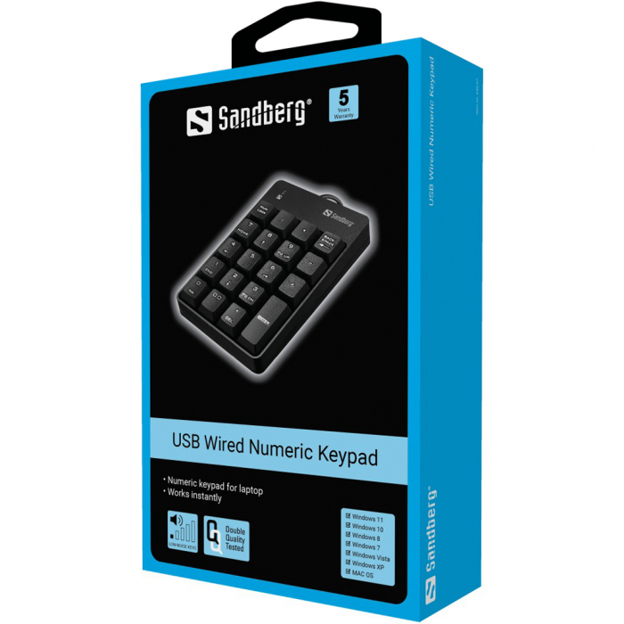 Tastatură numerică cu fir USB Sandberg – 19 taste pentru productivitate maximă, compatibilă cu Windows și Mac [2]