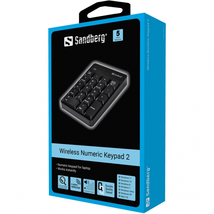 Tastatură numerică fără fir Sandberg – Conectivitate Bluetooth și 2.4 GHz, autonomie extinsă și design compact [2]