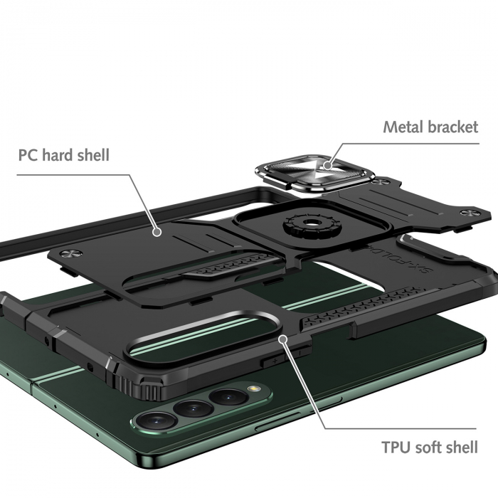 Husa Wozinsky Ring Armor pentru Samsung Galaxy Z Fold 4 husa blindata suport magnetic inel negru [3]