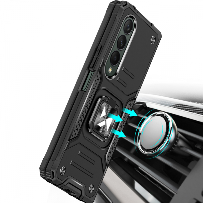 Husa Wozinsky Ring Armor pentru Samsung Galaxy Z Fold 4 husa blindata suport magnetic inel negru [6]