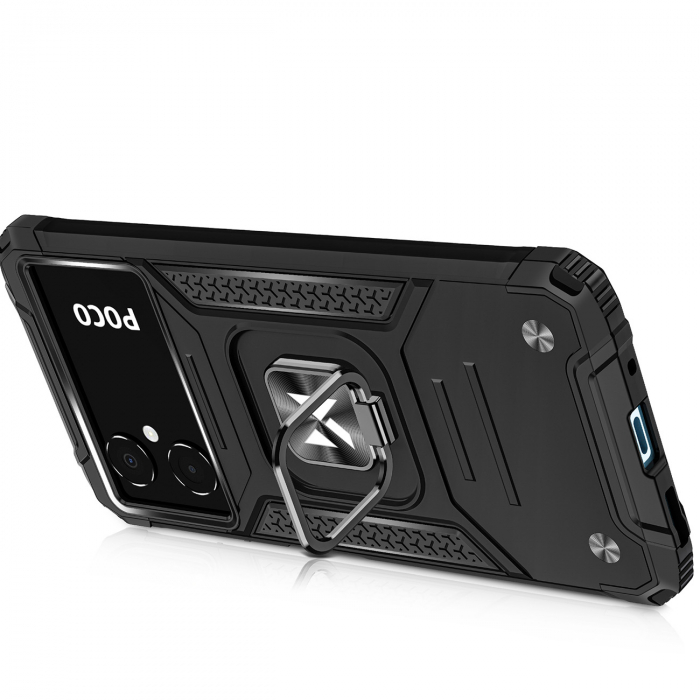 Husa Wozinsky Ring Armor pentru husa blindata Xiaomi Poco C40 suport magnetic inel negru [4]
