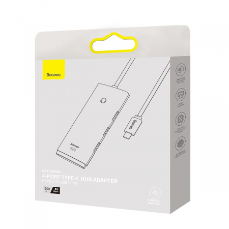 Adaptor USB tip C Baseus Lite Series HUB - 4x USB 3.0 2m negru (WKQX030501) [5]