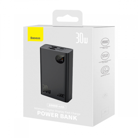 Baseus Adaman2 powerbank with digital display 20000mAh 30W 2 x USB / 1x USB Type C Power Delivery Quick Charge SCP, Oppo Super VOOC black (PPAD050101) [6]