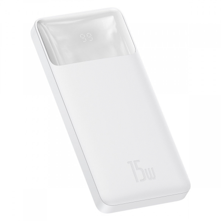 Baseus Bipow powerbank with display 10000mAh 15W white (Overseas Edition) + USB-A - Micro USB 0.25m cable white (PPBD050002) [1]