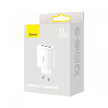 Baseus Compact  Charger 3U 17W EU White [3]