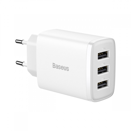 Încărcătoare dispozitive mobile - Baseus Compact  Charger 3U 17W EU White