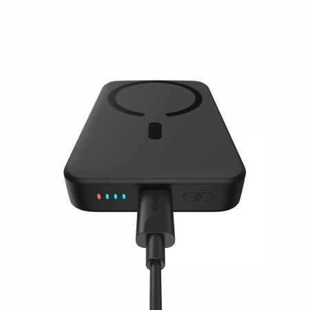 Baseus Magnetic Mini Power Bank with MagSafe 15W / PD QC 20W 10000mAh Black (Overseas Edition) + Xiaobai Series Cable USB-C - USB-C 60W 3A 0.5m Black [5]